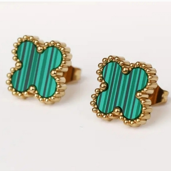 Stainless Steel  Gold Plated  Stud  Earrings - Picture 1 of 4